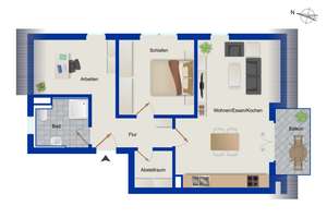 Vermietete 2,5 -Zimmer-Dachgeschoss-Wohnung in Nürnberg - Brunn – Die vollständige Adresse der Immobilie erhältst du vom Anbieter., 90475 Brunn, Nürnberg – Vorschaubild 12