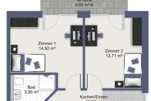 2 Zim. Studentenwohnung im Erdgeschoss mit Terrasse inkl. WLAN, Küche etc. – Voltmannstr. 159, 33613 Schildesche, Bielefeld – Vorschaubild 2