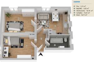 Helle, schön geschnittene 2 ZKB mit Garten direkt am Lech – Yorckstraße 53, 86165 Lechhausen-Süd, Augsburg – Vorschaubild 10