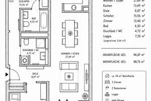 Nachmieter gesucht 3-Zimmer-Wohnung in Düsseldorf-Pempelfort im Le Flair (Vergabe durch Vermieter) – Die vollständige Adresse der Immobilie erhältst du vom Anbieter., 40477 Pempelfort, Düsseldorf – Vorschaubild 2