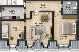 Alltagstaugliche 3-Zimmer-Wohnung in zentraler Lage von Leverkusen – 51373 Wiesdorf, Leverkusen – Vorschaubild 5