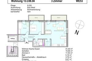 Traumhafte 3-Zimmer-Neubauwohung im 6. Obergeschoss Süd-Ausrichtung – Willy-Brandt-Ufer 4, 24143 Gaarden-Ost, Kiel – Vorschaubild 2