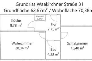 PROVISIONSFREI: 2-Zimmer ETW mit 2 Balkonen, EBK, über 70m² Nutzfläche & TG-Platz