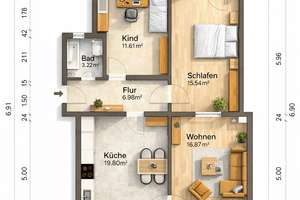 Bezugsfrei und WG-geeignet: modernisierte 3-Zimmerwohnung mit Balkon und Einbauküche – Die vollständige Adresse der Immobilie erhältst du vom Anbieter., 1237 Prohlis-Nord, Dresden – Vorschaubild 20