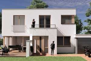 Effizienzhaus A+, KfW 40, mit Grundstück, Wohnkeller, Fußbodenheizung, PV-Anlage und Garage – Im Hasengarten 0, 50996 Köln – Vorschaubild 1
