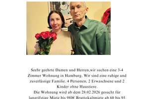 Wir suchen 3-4 Zimmer Wohnung 60-95Quadratmeter Ohne WG WIR BIETEN KEINE WOHNUNG