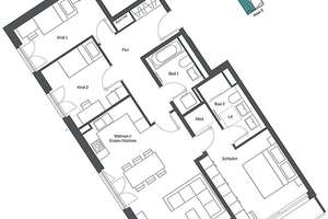 Platz für die Familie: 4-Zi.-Eckwhg. mit 2 Bädern, offener Küche u. Südbalkon – Schmetterlingsstraße 1, 85551 Kirchheim bei München – Vorschaubild 4