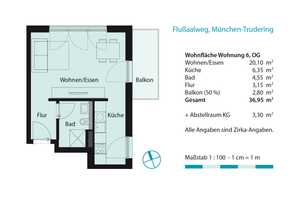 Moderne 1-Zimmer-Wohnung mit Balkon und Einbauküche in München-Trudering – Flußaalweg 4, 81825 München – Vorschaubild 10