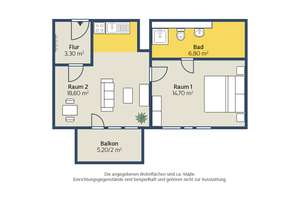 Seniorenfreundliche 2-Raum-Wohnung mit Balkon und Bad mit Dusche – Yorckstr. 45, 4159 Möckern, Leipzig – Vorschaubild 2
