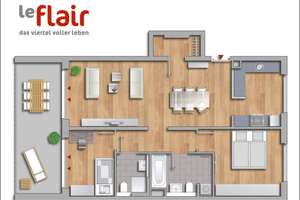 "Le Flair" in Düsseldorf-Pempelfort, schicke 3-Raum-Wohnung mit Parkett und 16,7 m² Ost-Loggia. – Marc-Chagall-Str. 12, 40477 Pempelfort, Düsseldorf – Vorschaubild 5