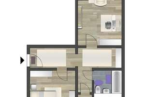 Urban gelegene 2-Raum-Wohnung mit Wanne – Jägerstr. 12, 9111 Zentrum, Chemnitz – Vorschaubild 6