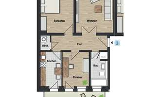 Schöne 3-Raum-Wohnung mit hochwertiger Ausstattung - Parkett, Wanne, Balkon! – Mierendorffstr. 43, 4318 Anger-Crottendorf, Leipzig – Vorschaubild 9