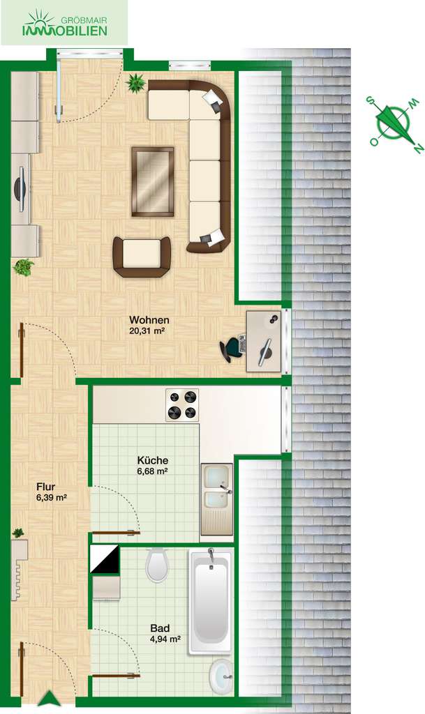Immobilie in Geretsried - Zur Kapitalanlage: Kleines Stadtappartement nähe Schulzentrum Geretsried - keine Käuferprovision - Bild 1
