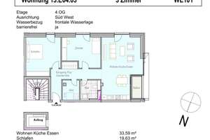 Barrierefreie  3-Zimmer-Neubauwohung mit Balkon und Wasserlage – Willy-Brandt-Ufer 4, 24143 Gaarden-Ost, Kiel – Vorschaubild 2