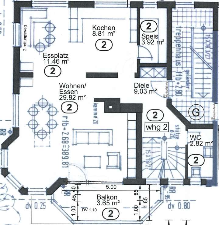 Grundriss Wohnung Nr. 2 OG