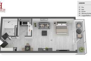 Gepflegtes Apartment mit EBK und Loggia/Balkon in angenehmen Mehrfamilienhaus – 65934 Nied, Frankfurt am Main – Vorschaubild 4