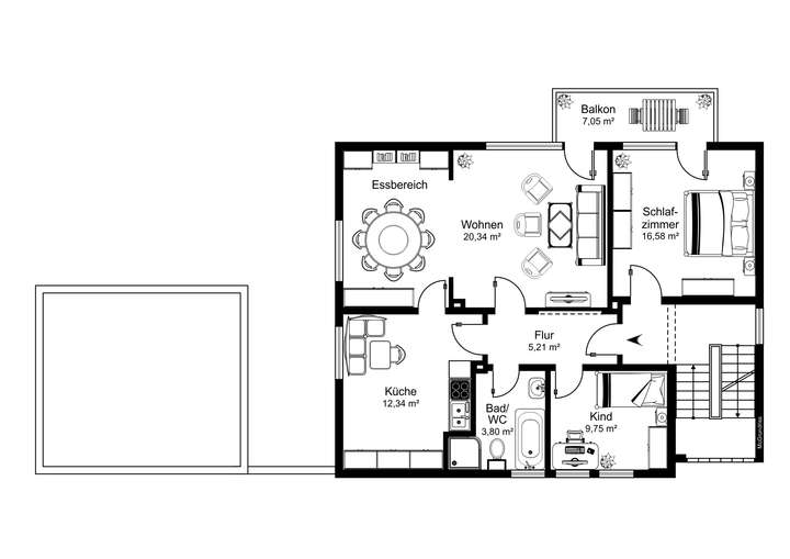 18 Grundriss Whg. 1. OG Modell
