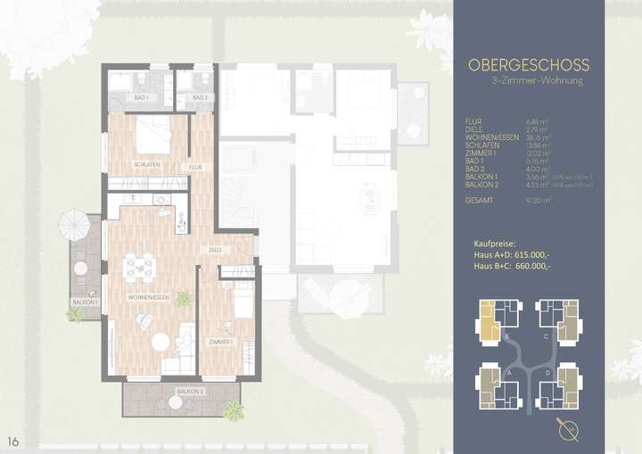 Grundriss-Beispiel OG 3-ZI 91