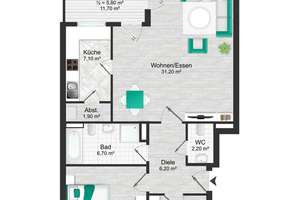Lindenthal: moderne 3-Raum-Wohnung ( 87 m²) in Köln Lindenthal – Die vollständige Adresse der Immobilie erhältst du vom Anbieter., 50935 Lindenthal (Ortsteil), Köln – Vorschaubild 18