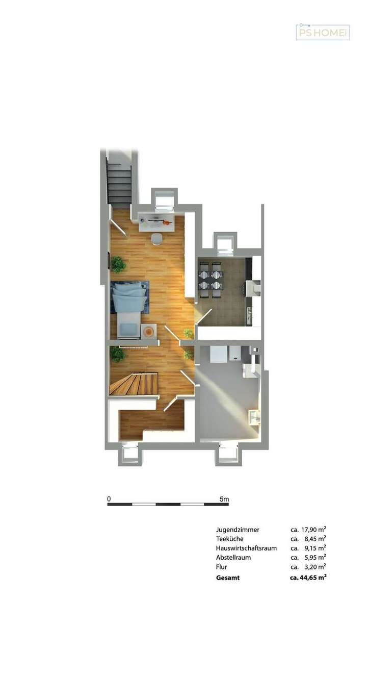 3D Grundriss KG keine Küche 
