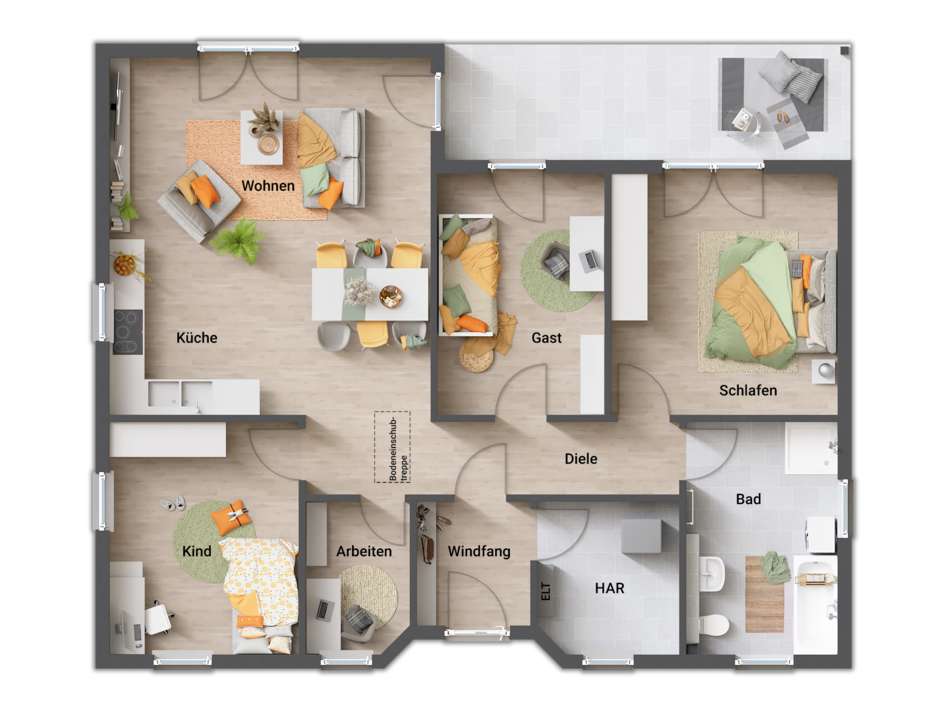 Beispiel 4 Zi offene Küche