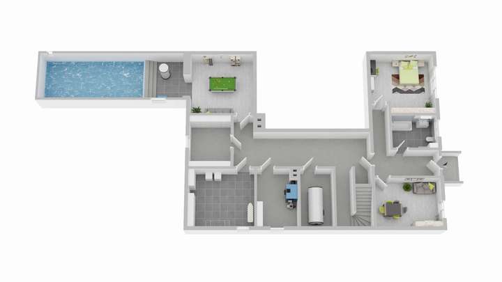 Grundriss mit Schwimmbad 