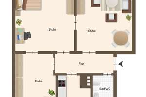 ruhig gelegene 3-Zimmer-Wohnung mit Dielenboden, Tageslichtbad mit Badewanne und Gartennutzung
