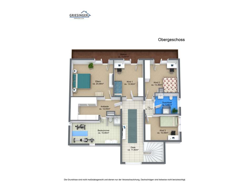 Obergeschoss - 3D Grundriss