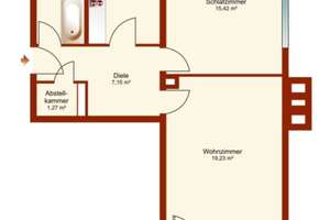Wohnen am Lerchenauer See: 2 Zimmerwohnung mit eigener Küche, Bad mit Badewanne und Fenster – Gustav-Schiefer-Str. 20, 80995 Lerchenau-West, München – Vorschaubild 2
