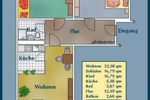 Familienfreundliche 3-Zimmer-Wohnung mit Balkon – Holbeinstr. 50, 1307 Johannstadt-Süd, Dresden – Vorschaubild 2