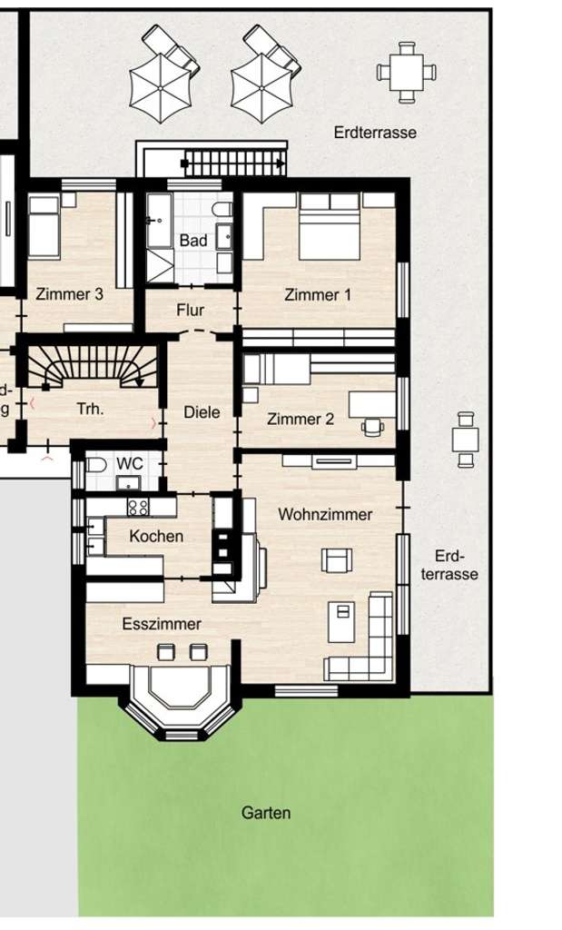 Immobilie in Durbach - Zwei attraktive Erdgeschosswohnungen mit großer Terrasse u.  Gartenanteil - Bild 1