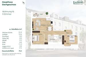 Wohnen mit Lebensqualität in Wersten 3-Zimmer Dachgeschoss Neubauwohnung mit Loggia – Kölner Landstraße 300, 40591 Wersten, Düsseldorf – Vorschaubild 5