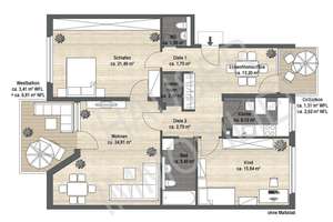 Durch Erbpacht bezahlbar: Große 3,5-4,5-Zimmer-Wohnung+moderne Einbauküche+hochwertige Korkböden – Die vollständige Adresse der Immobilie erhältst du vom Anbieter., 80992 Alt-Moosach, München – Vorschaubild 33