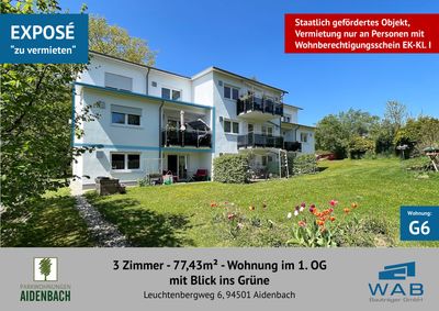 3 Zi. - 77,43m² - Wohnung 1.OG mit Blick ins Grüne - NUR MIT WOHNBERECHTIGUNGSSCHEIN