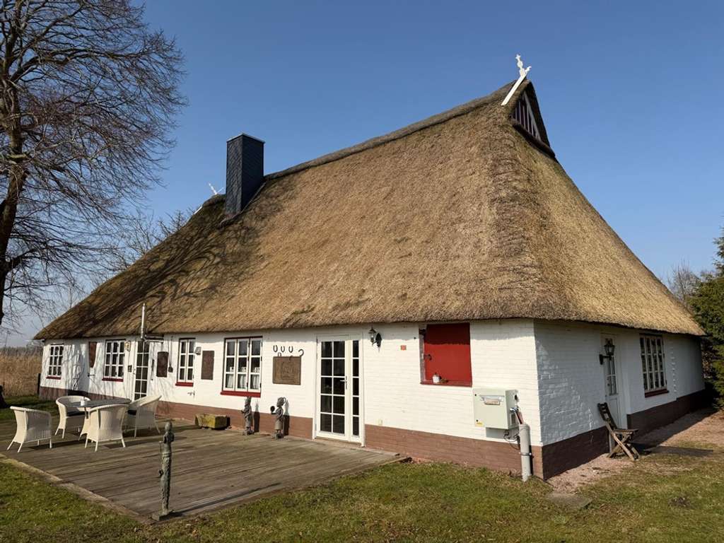 Immobilie in Nortorf - Weitblick garantiert! Reetdachanwesen mit 2 Wohneinheiten in herrlicher Alleinlage Nähe Wilster - Bild 0