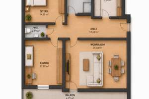 NEU RENOVIERTE 3-ZIMMER-WOHNUNG IN HOCHZOLL-SÜD – SÜDLOGGIA, TIEFGARAGE, KUHSEE-NÄHE – Die vollständige Adresse der Immobilie erhältst du vom Anbieter., 86163 Hochzoll-Süd, Augsburg – Vorschaubild 22