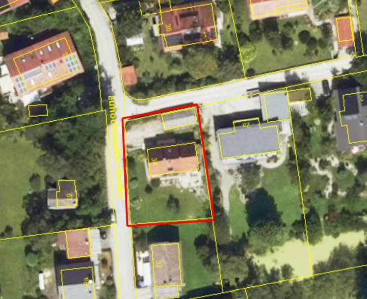 Luftbild mit Parzellenkarte