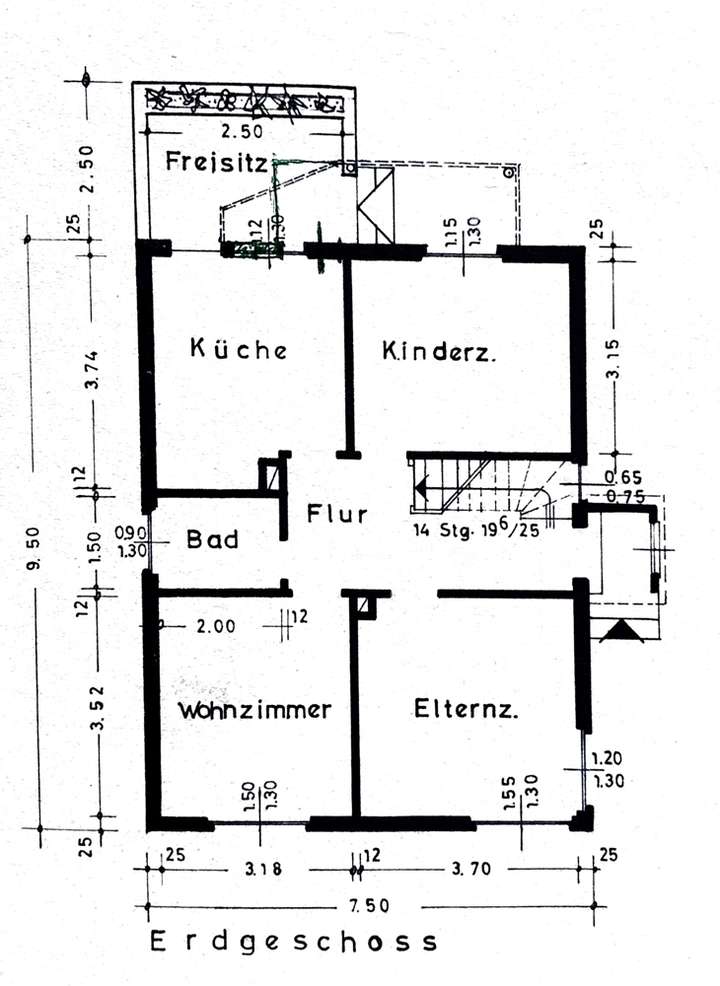 Grundriss EG bemasst Am Ga_nsg