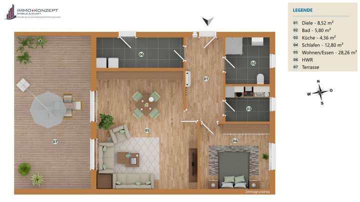 Grundriss der rechten Seite