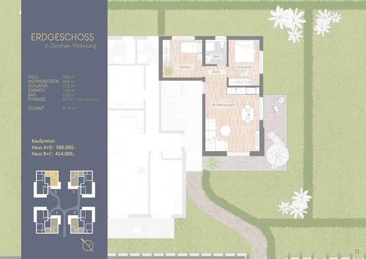 Grundriss-Beispiel EG 3-ZI 62