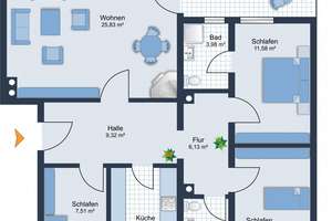 Grünlage Kempener Allee: Attraktive 4 Zimmer-Erdgeschoss-Wohnung mit Südwest-Balkon – Die vollständige Adresse der Immobilie erhältst du vom Anbieter., 47803 Kempener Feld/Baackeshof, Krefeld – Vorschaubild 11