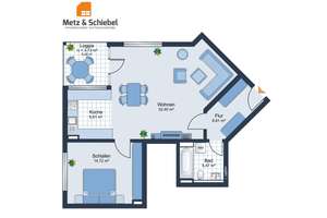 Mainz-Finthen: Gemütliche 2-ZKB-Wohnung; tolles Raumgefühl; 70m²; Wohlfühl-Loggia! – Die vollständige Adresse der Immobilie erhältst du vom Anbieter., 55126 Finthen, Mainz – Vorschaubild 2