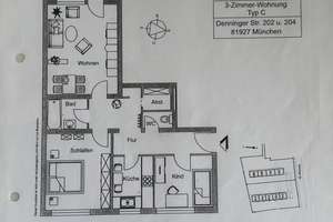  Familienfreundliche  3-Zimmer-Wohnung in München Bogenhausen  – Denninger Straße 204, 81927 Englschalking, München – Vorschaubild 2