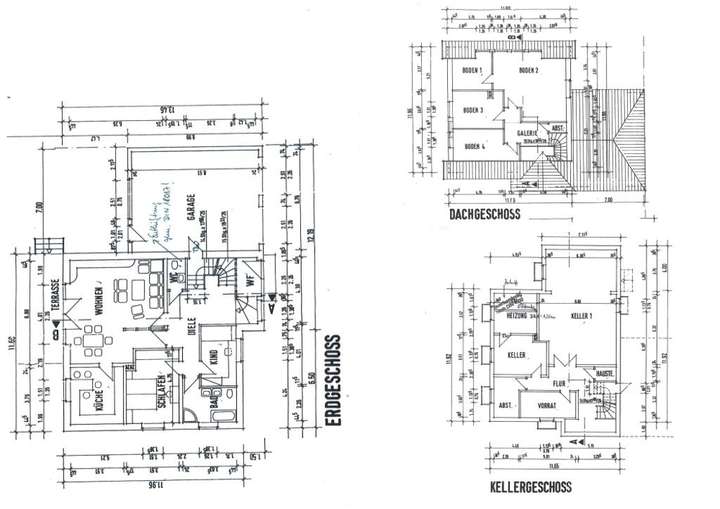 Grundrisse EG, DG, Keller