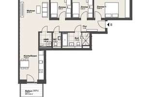 KRONSRODE | NEUBAU | Moderne 4-Zimmer-Wohnung mit Balkon und Einbauküche (optional) – Rosalind-Franklin-Allee  24, 30539 Bemerode, Hannover – Vorschaubild 12