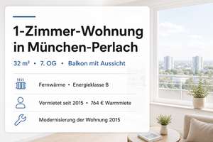 Helle 1-Zimmer Wohnung im 7. OG mit Balkon in München-Perlach