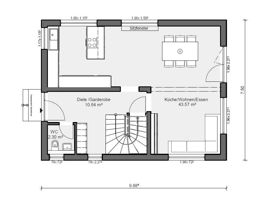 Erdgeschoss-Beispiel-Grundriss