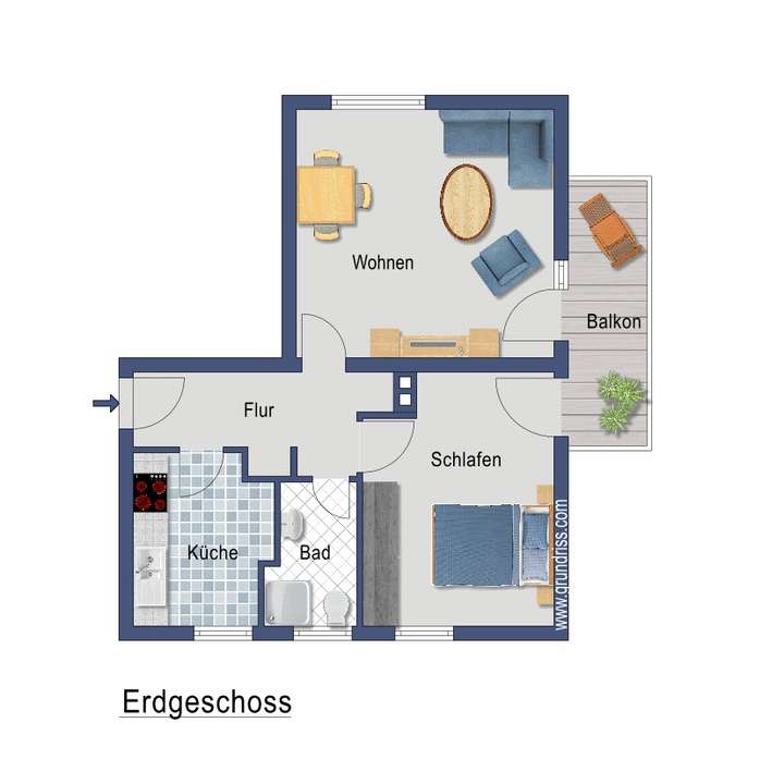 Grundriss Beispiel 2 Zimmer