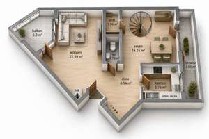 Sonnige 4-Zimmer-Maisonettewohnung mit 4 Südwest Balkonen & Tiefgarage in Fürth – Nähe Wiesengrund – Die vollständige Adresse der Immobilie erhältst du vom Anbieter., 90762 Stadtpark, Stadtgrenze, Fürth – Vorschaubild 16