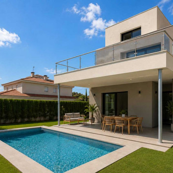 Designhaus mit Pool und Garten in Vilafortuny